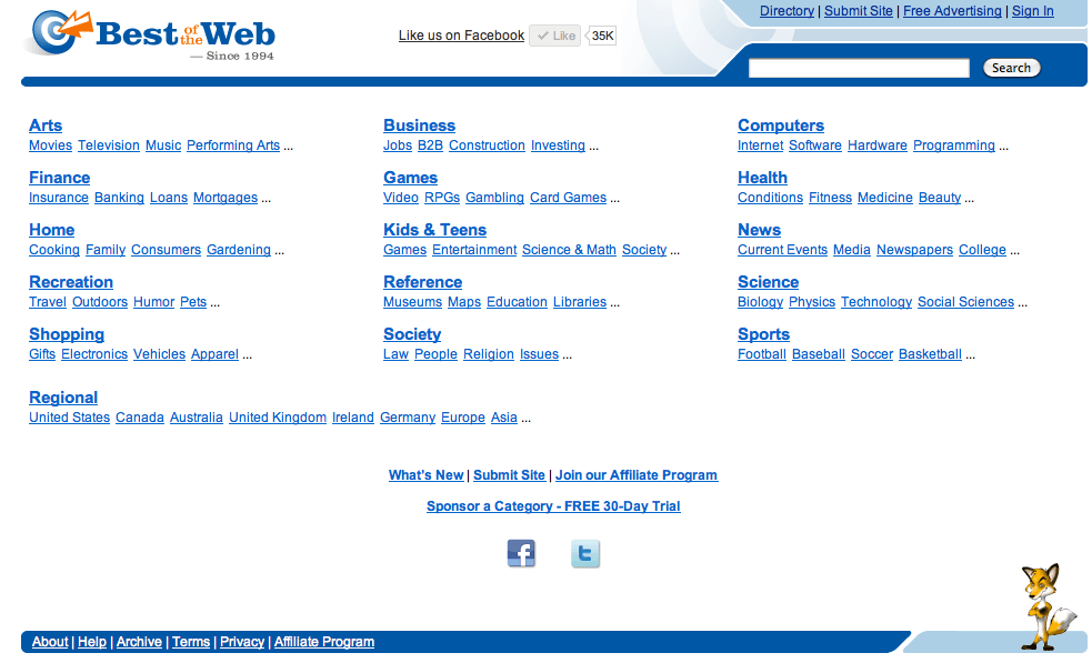 Best of the Web : BOTW Constantly Evolving the Web Directory