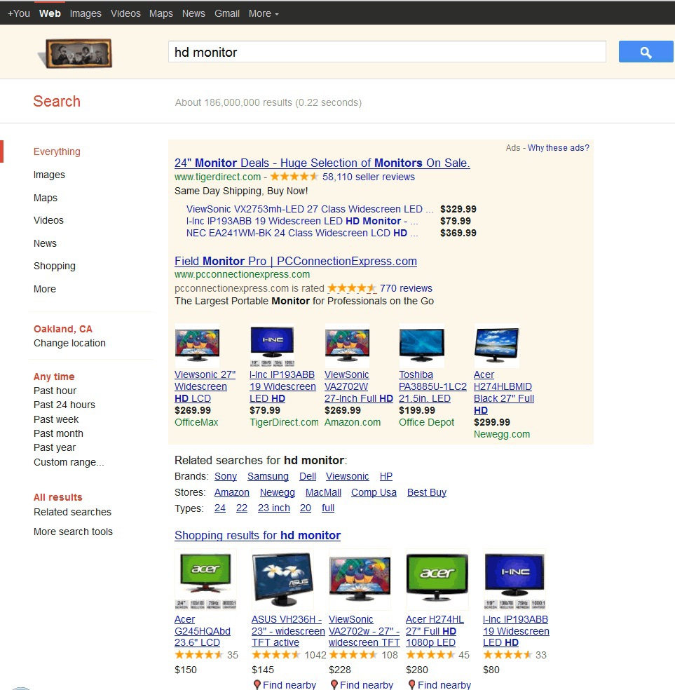 Google Adwords SERPs page