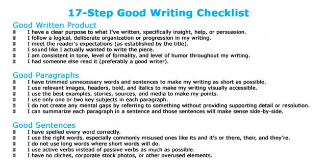 My 17-Point Checklist For Teaching Good Writing and Blogging