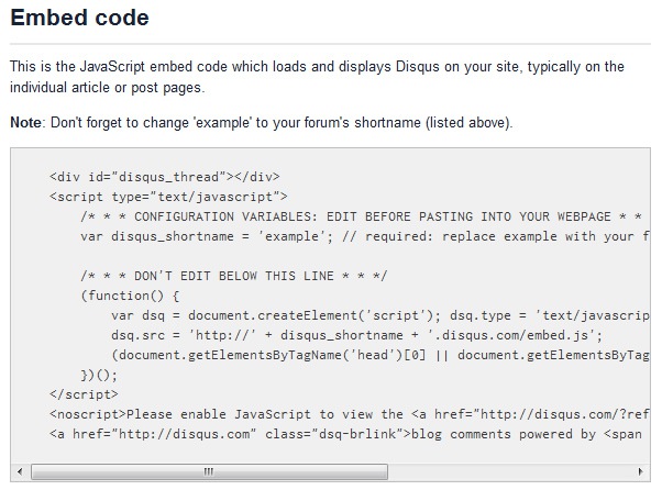 Disqus JavaScript Snippet