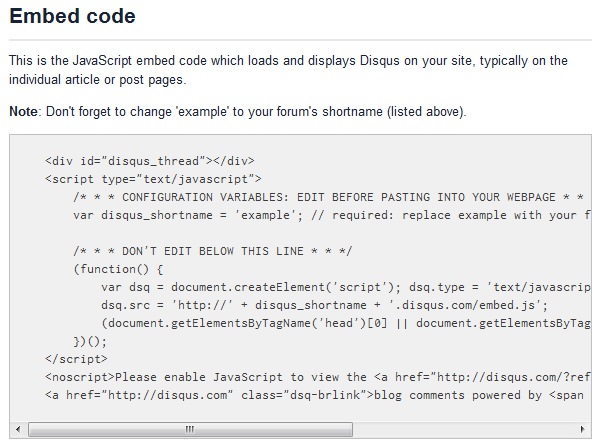 Disqus JavaScript Snippet