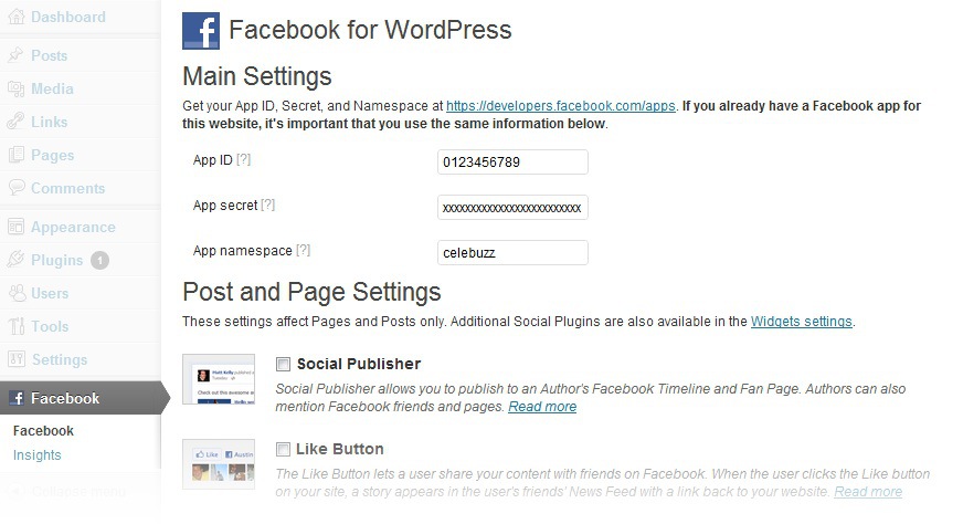 facebook developers wordpress plugin