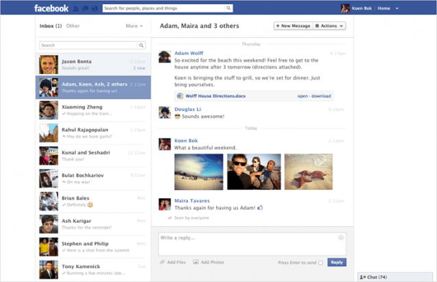 facebook messages redesigned