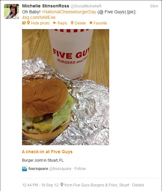 Foursquare National Cheeseburger Day