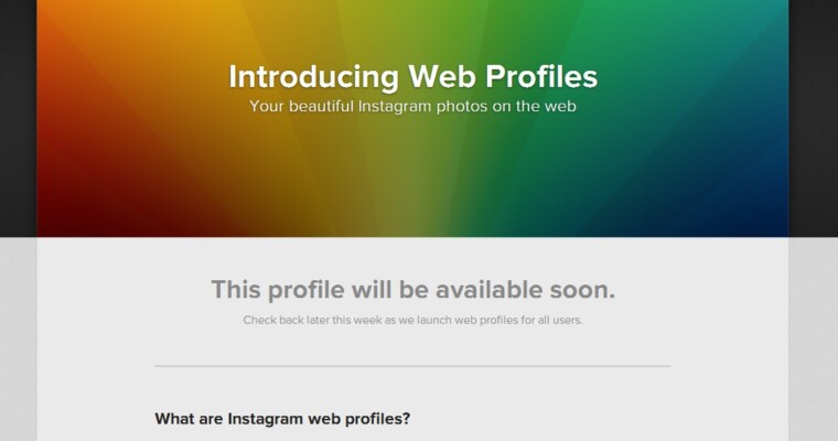 #Instagram Introduces Web Profiles