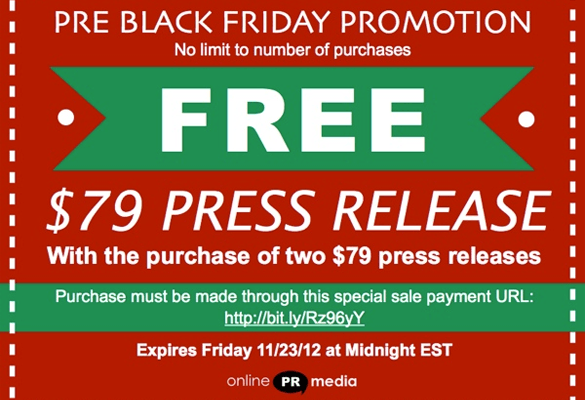 Black Friday Daily Deal: Online PR Media Buy 2 Get 1 Free Sale