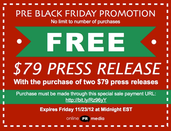 Online PR Media Black Friday sale.