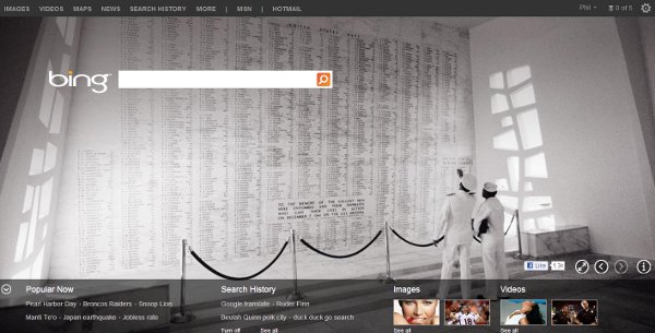 Honoring Pearl Harbor on Bing