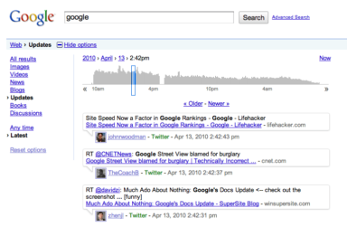 Google Improves its Twitter ‘Updates’ Search Feature