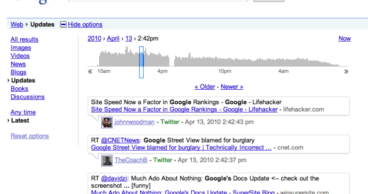 Google Improves its Twitter ‘Updates’ Search Feature