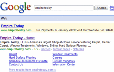 Empire Today How To Optimize A Badly Branded Google Results Page