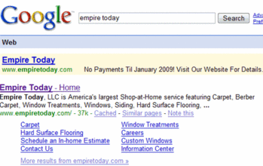 Empire Today : How to Optimize a Badly Branded Google Results Page