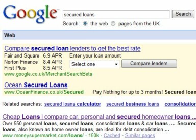 Google UK Extending Financial Services Comparison Trial : Death to UK Quotes Sites?
