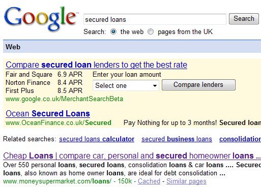 Google UK Extending Financial Services Comparison Trial : Death to UK Quotes Sites?