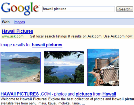 Google Image Search Spamming in Action : Hawaii Pictures
