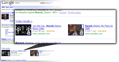 Google Tweaks Universal Search with Horizontal Video Results