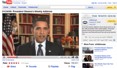 Obama Weekly Video Address Powered by Google & YouTube