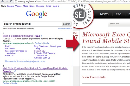 Preview Google Search Results in the Right Sidebar with SweetSearch (Google Chrome)