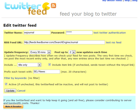 Twitter As a Traffic Generator : Set Up a TwitterFeed