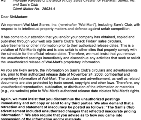 Wal-Mart Tells Search Engines No Links to Black Friday Ads