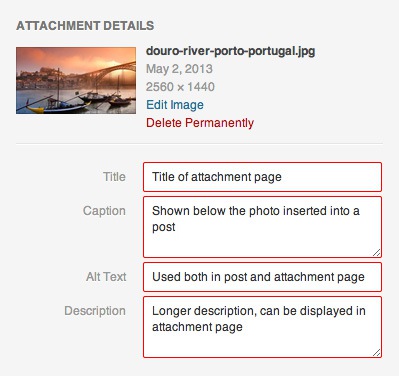 Adding attachment details in WordPress