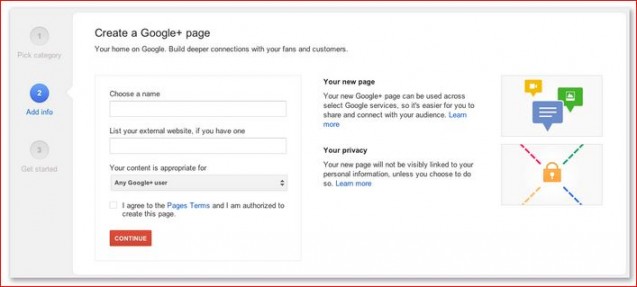 create a google plus page