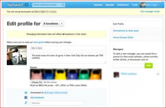 edit foursquare profile
