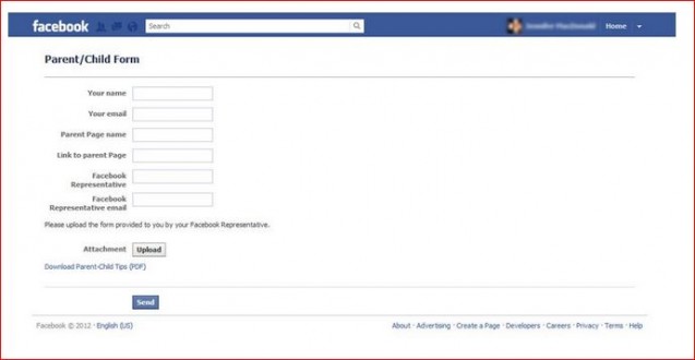 facebook parent child form