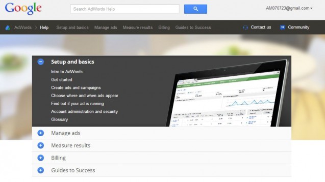 redesigned google adwords help center