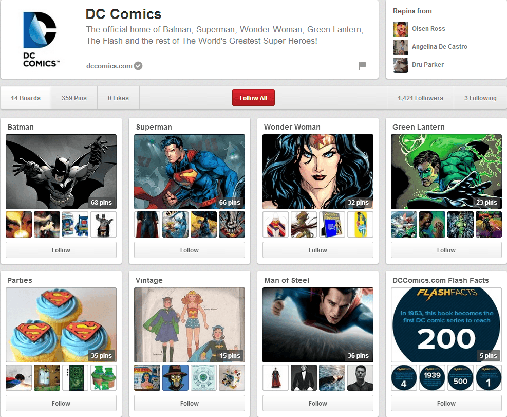 DC Comics Pinterest Page