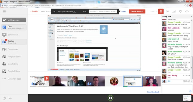 Google Hangout on Air Screenshot With Screenshare