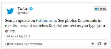 New Move by Twitter: Universal Search Results