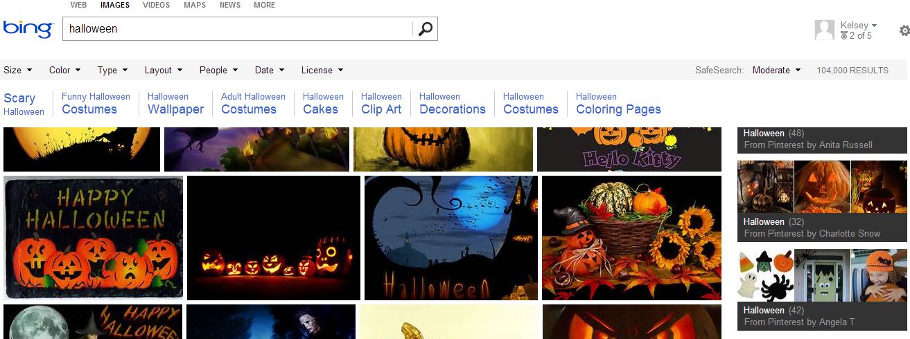Bing Image Search Now Displays Pinterest Boards