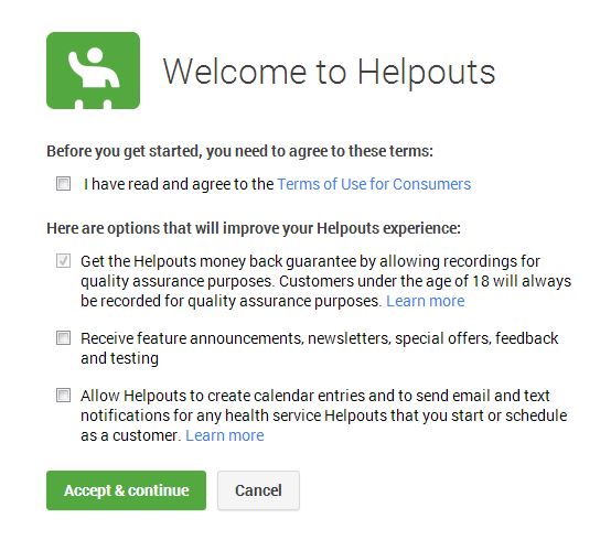 Google Helpouts terms