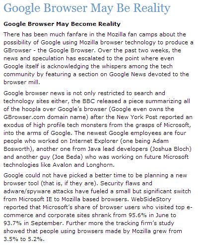 Google Browser May Become Reality