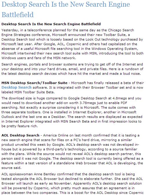 Desktop Search Is the New Search Engine Battlefield