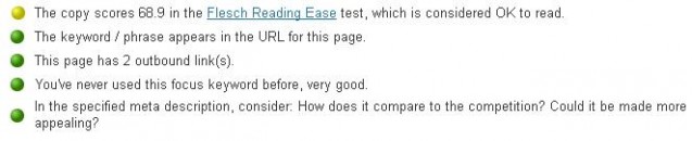 Flesch reading test in Yoast analyser