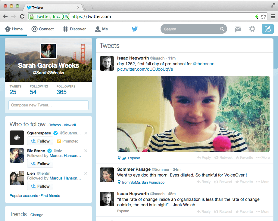 new twitter homepage