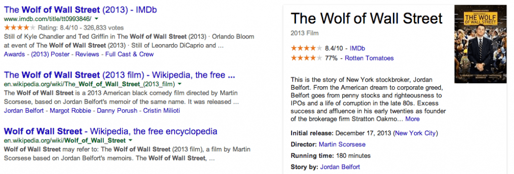 Example of both Schema and Knowledge Graph placement in SERPs 