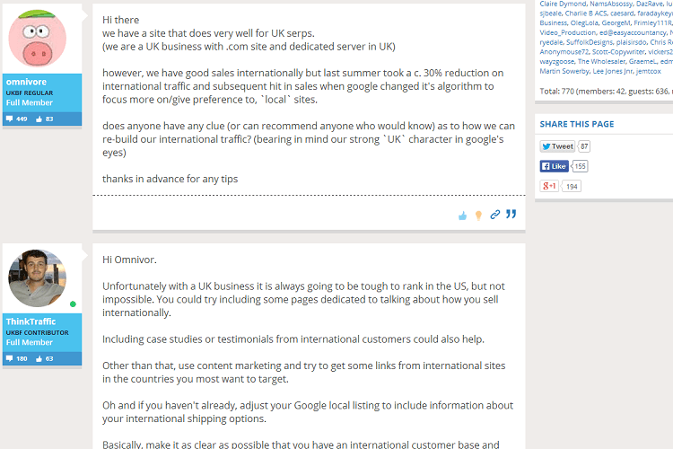 conversion on uk business forums SEO section
