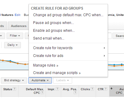 Automate Button and Menu in Google AdWords