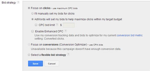 Bid Automation Settings in Google Adwords