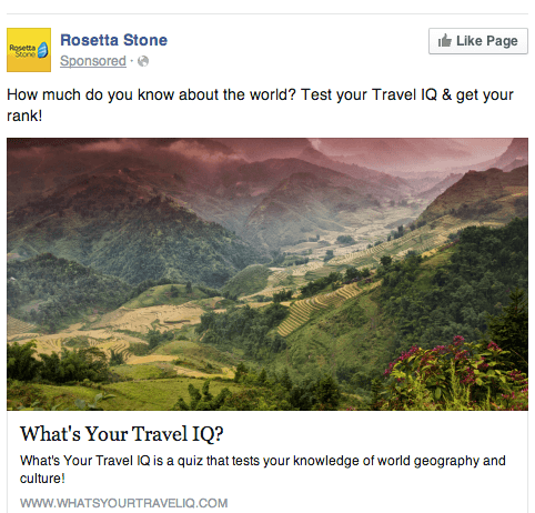 Rosetta Stone Facebook Ad