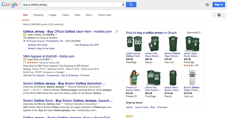 Search Engine Results Page For Buy A Celtics Jersey