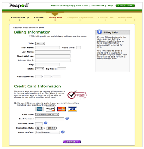 Peapod Billing Example