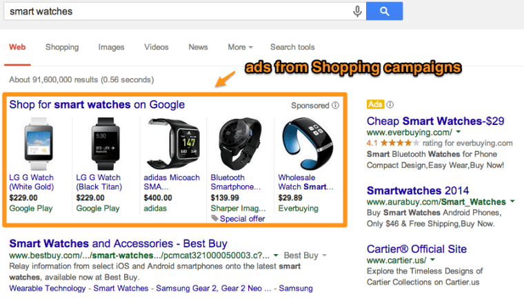 Shopping ads on Google