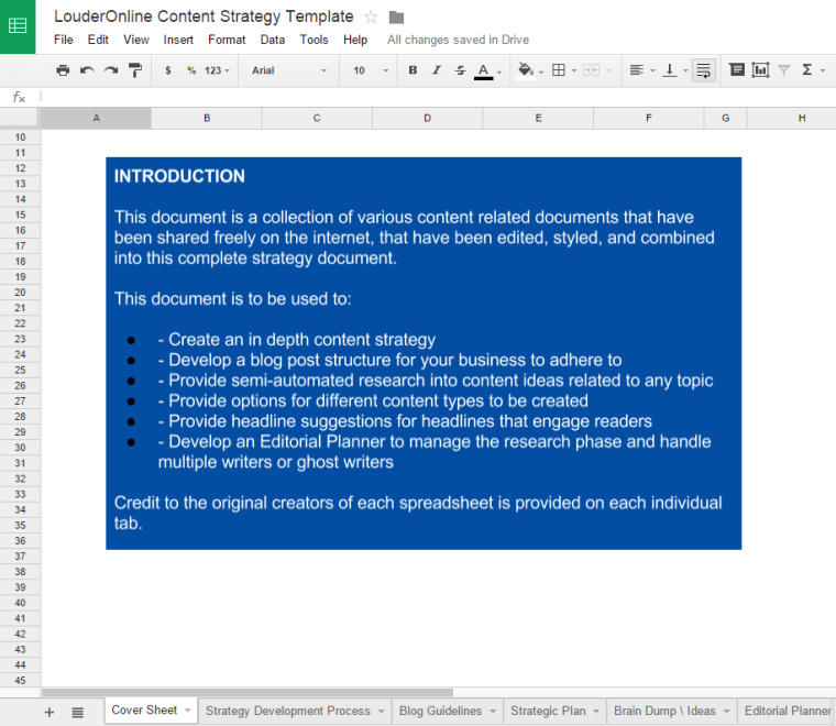 LouderOnline's Content Strategy Template