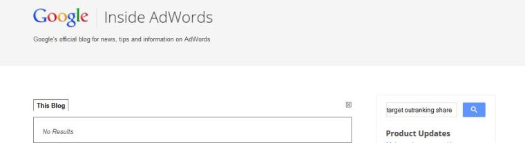AdWords Blog - no result - outranking share