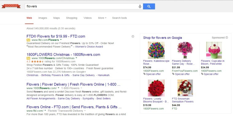 Google Paid Search Results 
