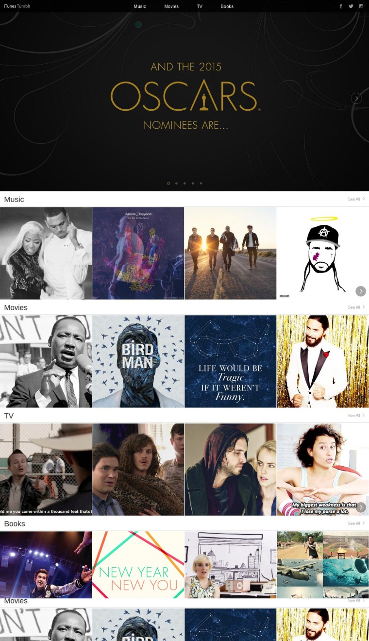 iTunes Tumblr - 2015 Oscars Nominees